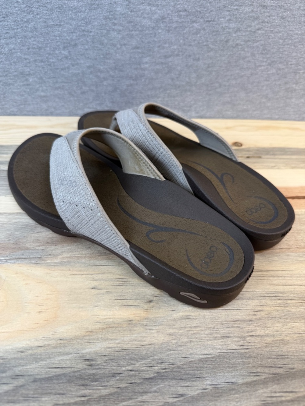 Abeo Leather Flip Flops Thong light Gray Sandals Womens Size 8 Great Condition! - Picture 9 of 15